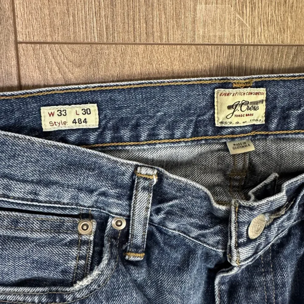 J.Crew 484 Slim-fit Jean Mens 33x30 Blue Three-Year-Wash Denim Straight Zip Fly